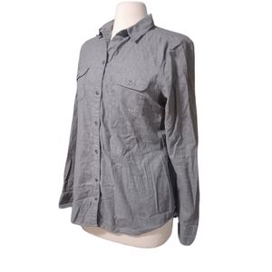 Eddie Bauer Medium tall Button Down Shirt Gray Woman long sleeve sustain…